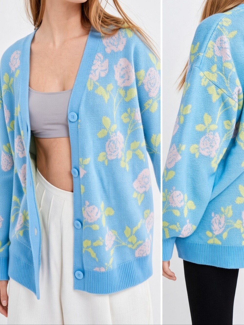Urban Outfitters Floral Rose Knit Cardigan • XS-TP